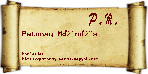 Patonay Ménás névjegykártya